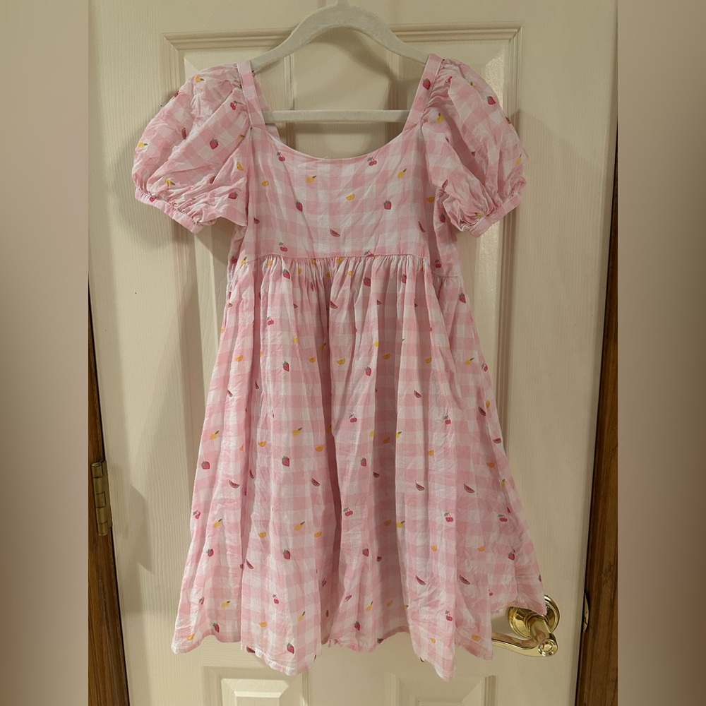 Janie and Jack Pink Plaid Dress with Puff Sleeves